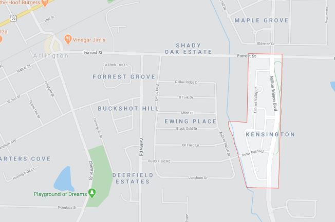 Kensington Neigborhood Google Map - Arlington TN